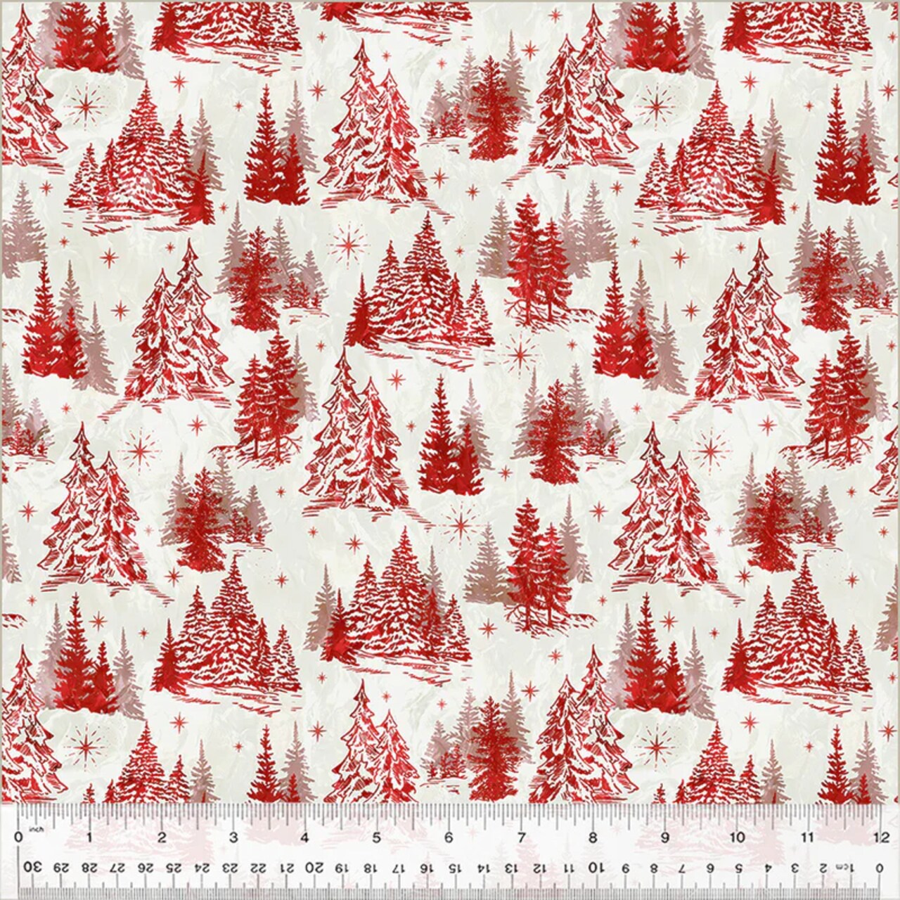 Fabric Windham Ivory/Red Winter Forest Jolly Christmas by the Quarter Yard 54490-1